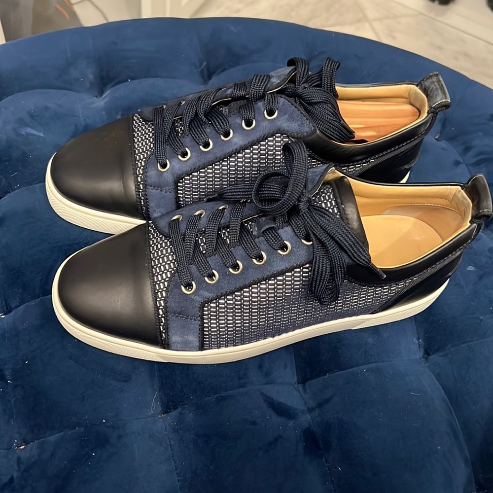 Men’s navy suede leather sneaker Christian louboutin
